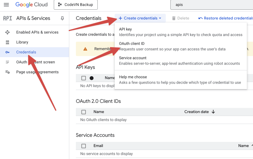 Hướng dẫn tạo Client ID và Client secret từ Google Console - CodeVN